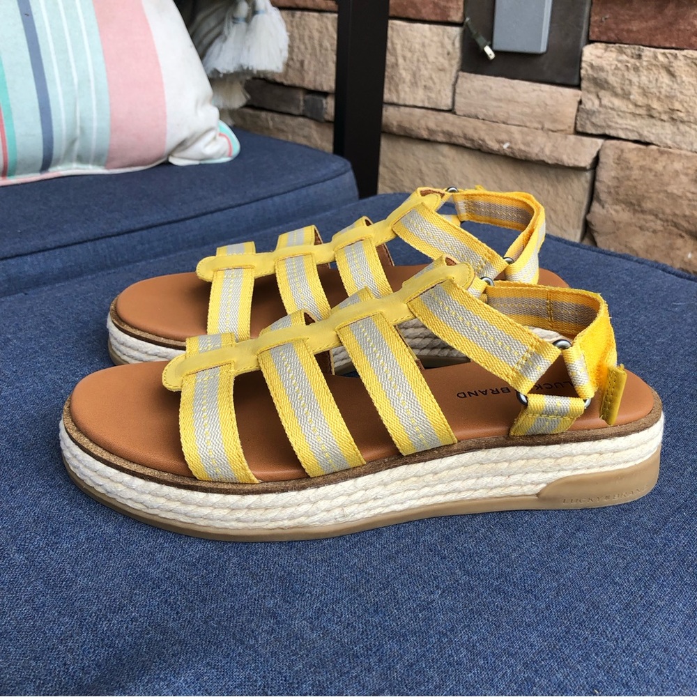 Lucky Brand Emliey Gladiator Yellow Boho Platform Sandal New 8.5